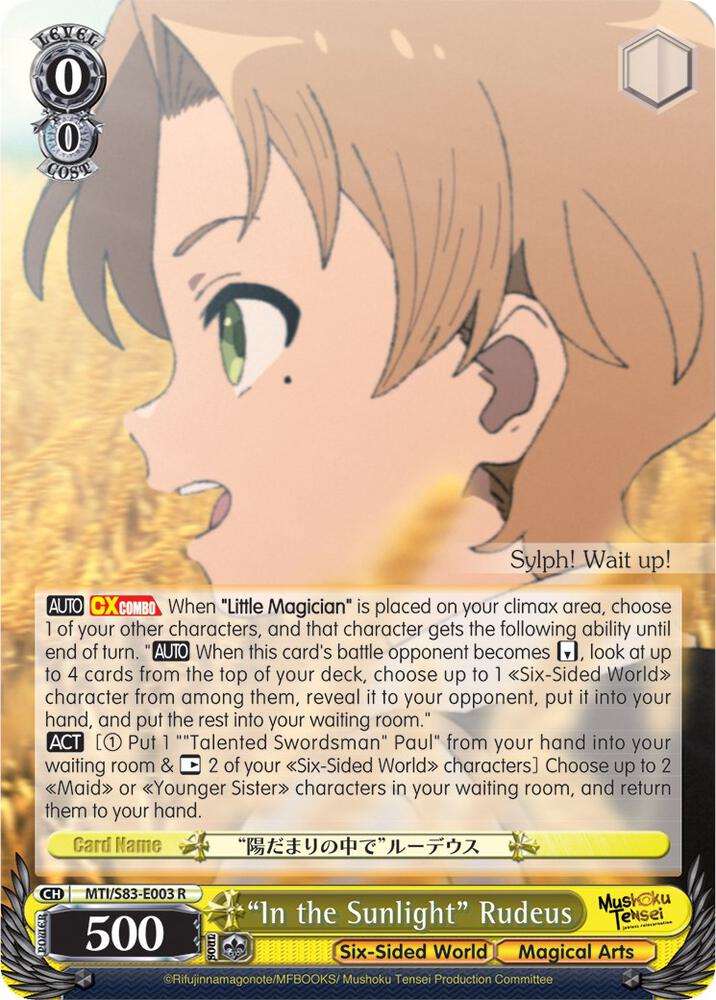 In the Sunlight Rudeus MTI/S83-E003 R Mushoku Tensei: Jobless Reincarnation Card