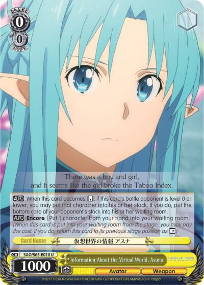 Information About the Virtual World Asuna SAO/S65-E010 U Sword Art Online -Alicization- Card