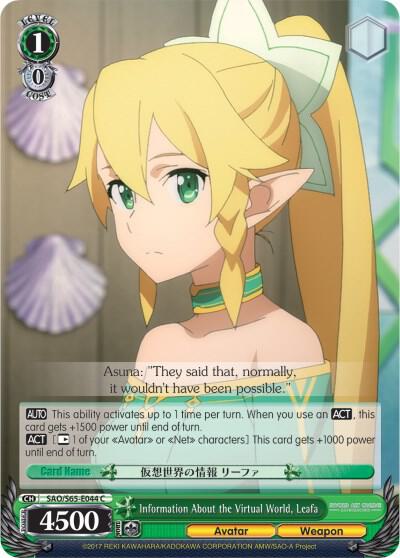 Information About the Virtual World Leafa SAO/S65-E044 C Sword Art Online -Alicization- Card