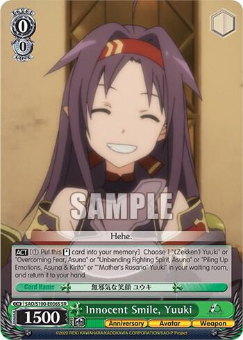 Innocent Smile Yuuki SR SAO/S100-E036S SR Sword Art Online Animation 10th Anniversary Card
