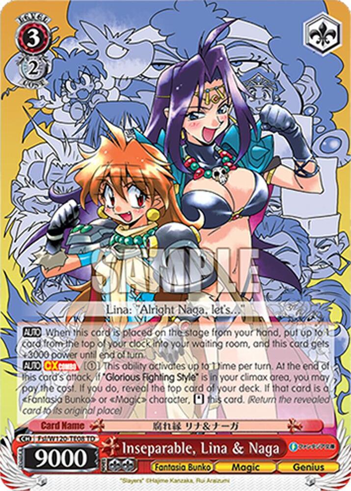 Inseparable Lina Naga RRR Fsl/W120-TE08R RRR Fujimi Fantasia Bunko Vol.2 Card