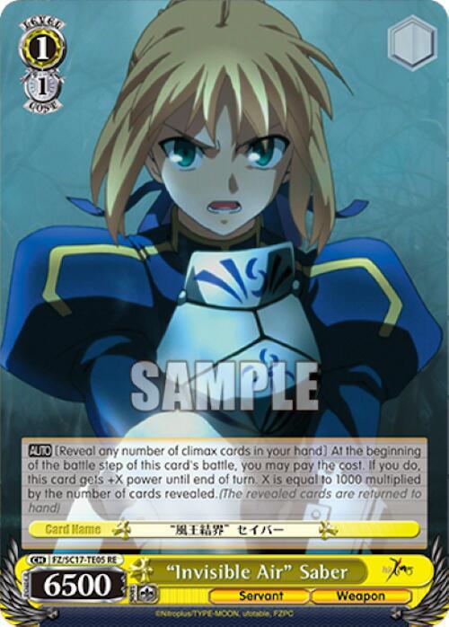 Invisible Air Saber TD FZ/SC17-TE05 RE Fate/Zero Chronicle Set Card