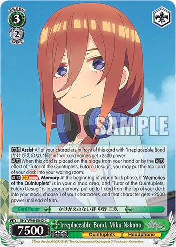 Irreplaceable Bond Miku Nakano 5HY/W90-E042 C The Quintessential Quintuplets 2 Card