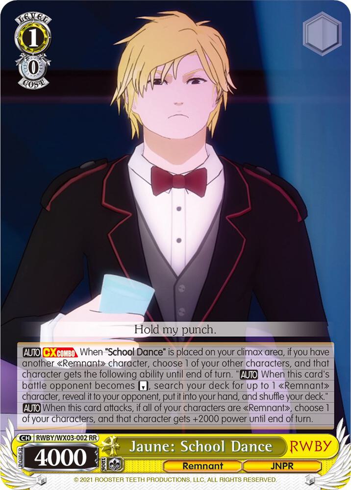 Jaune School Dance RWBY/WX03-002 RR RWBY Card
