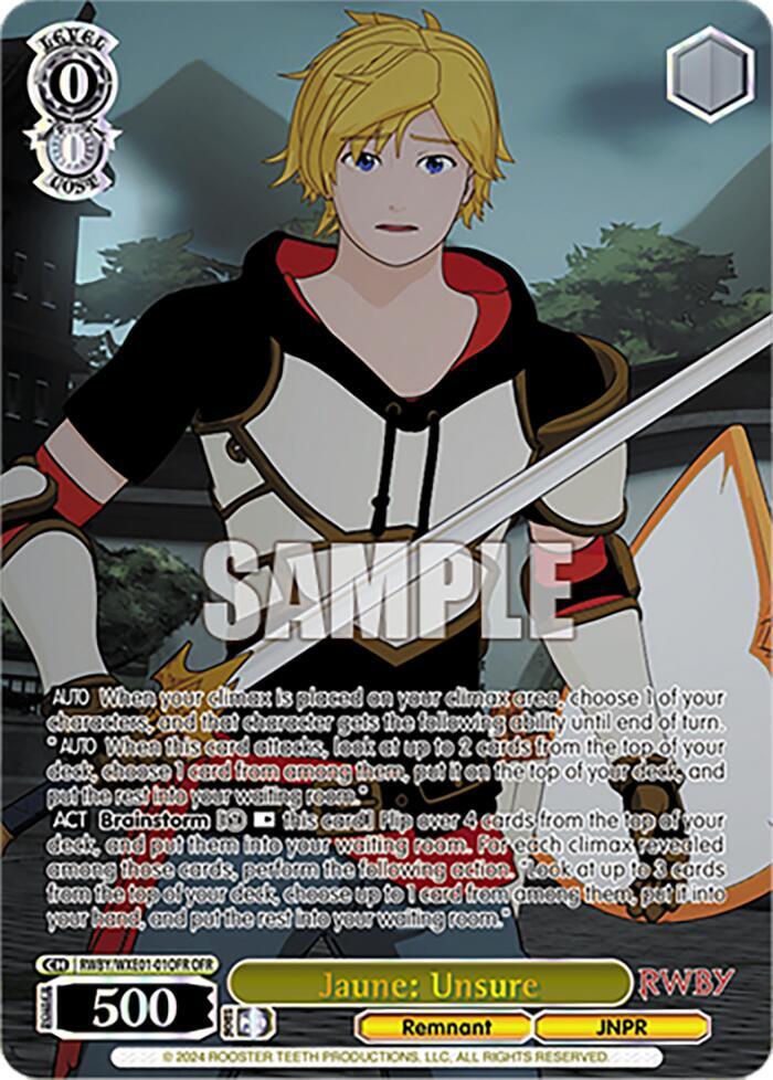 Jaune Unsure OFR RWBY/WXE01-01OFR OFR RWBY Premium Booster Card
