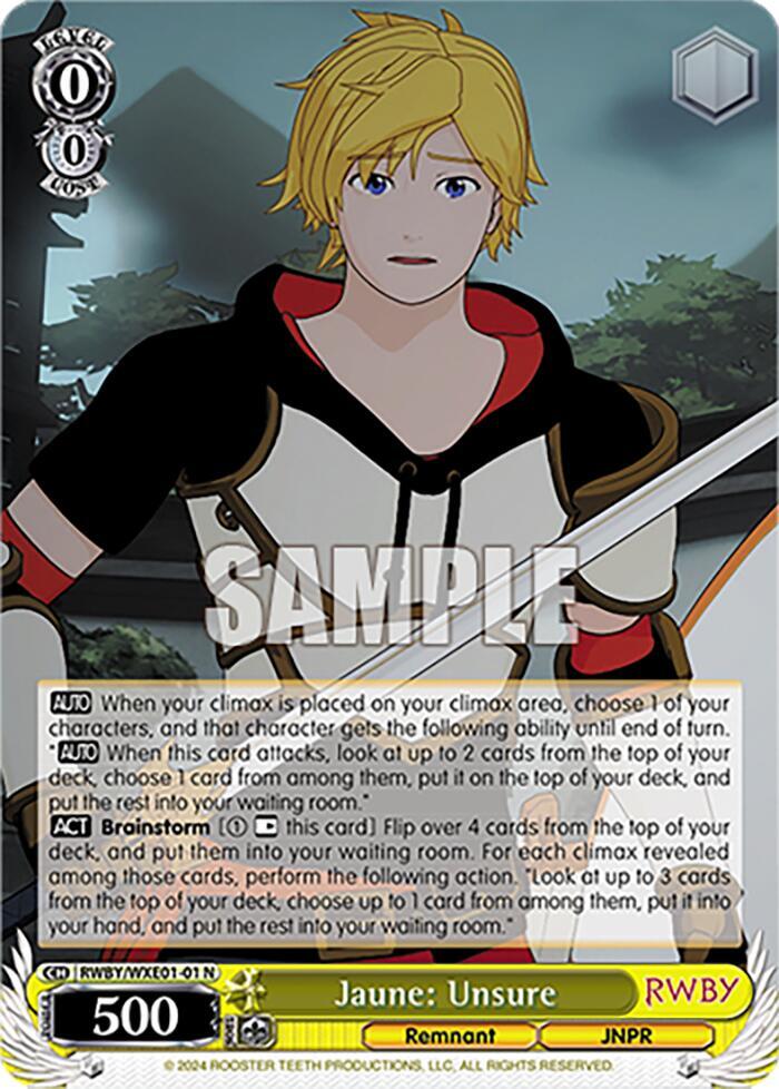 Jaune Unsure RWBY/WXE01-01 N RWBY Premium Booster Card