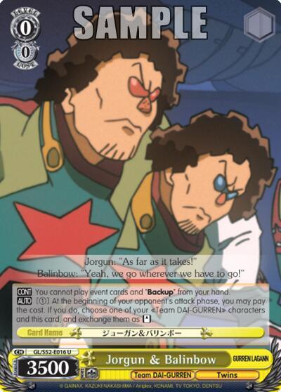 Jorgun and Balinbow GL/S52-E016 Gurren Lagann Card