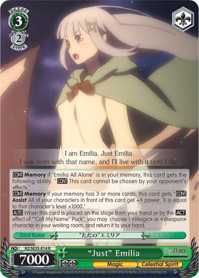 Just Emilia Parallel Foil RZ/SE35-E14 R Re:ZERO: The Frozen Bond Card