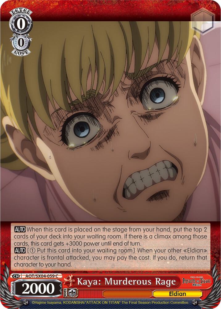 Kaya Murderous Rage AOT/SX04-059 C Attack On Titan: Final Season Card