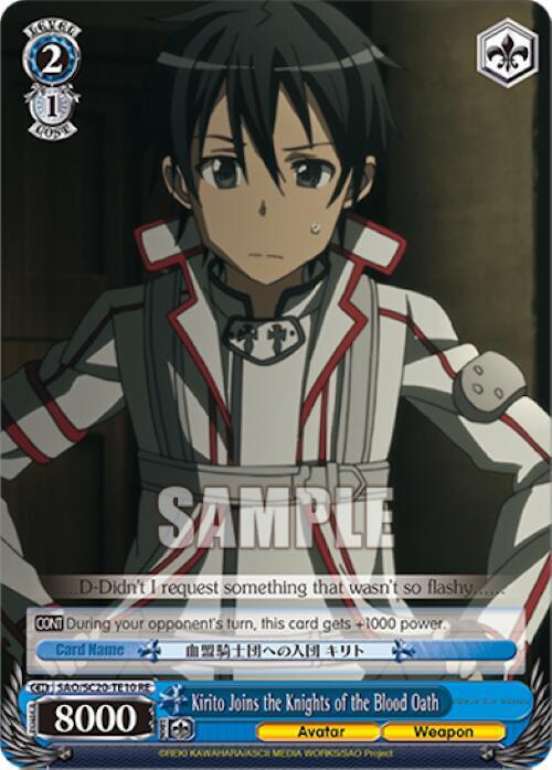 Kirito Joins the Knights of the Blood Oath TD SAO/S20-TE10 RE Sword Art Online Chronicle Set Card