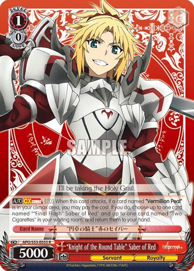 Knight of the Round Table Saber of Red APO/S53-E035 R Fate/Apocrypha Card