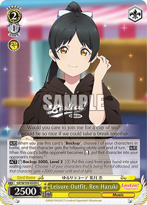 Leisure Outfit Ren Hazuki SIP/W109-E029 C Love Live! School idol festival 2 MIRACLE LIVE! Card