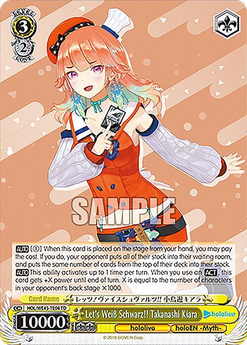 Lets Weiss Schwarz Takanashi Kiara HOL/WE45-TE04 TD hololive production feat. Weiss Schwarz Ambassadors Premium Set Card