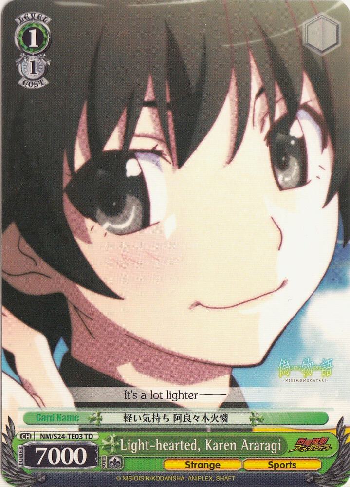 Light hearted Karen Araragi TD NM/S24-TE03	TD NISEMONOGATARI Card