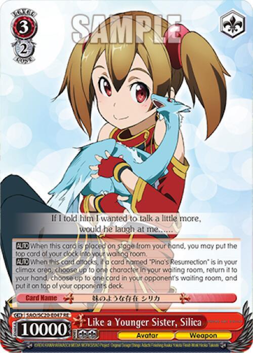 Like a Younger Sister Silica SAO/S20-E047 RE Sword Art Online Chronicle Set Card