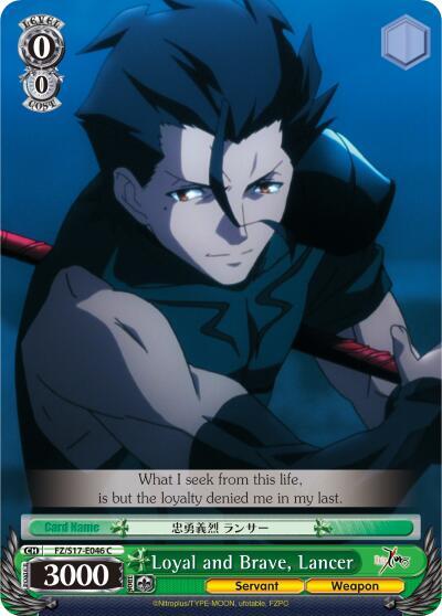Loyal and Brave Lancer FZ/S17-E046 C Fate/Zero Card