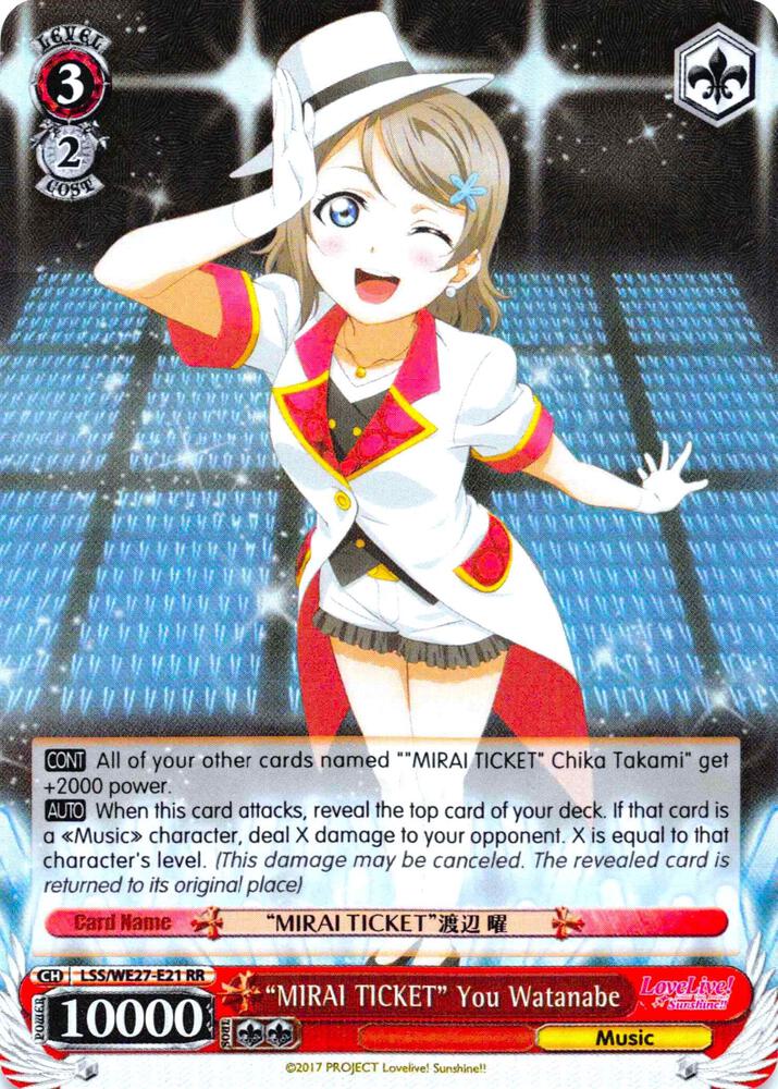MIRAI TICKET You Watanabe Parallel Foil LSS/WE27-E21 RR Love Live! Sunshine!! Extra Booster Card