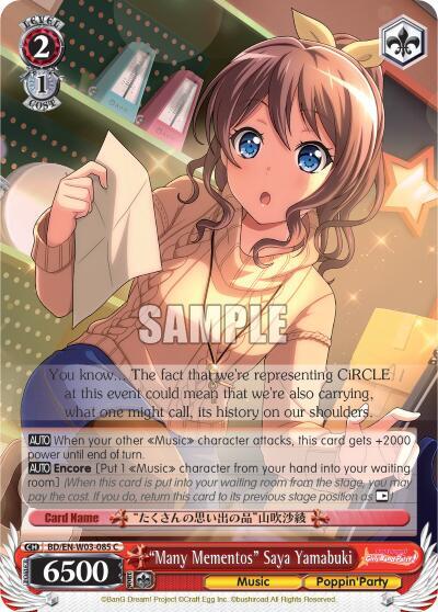 Many Mementos Saya Yamabuki BD/EN-W03-085 C BanG Dream! Girls Band Party! MULTI LIVE Card