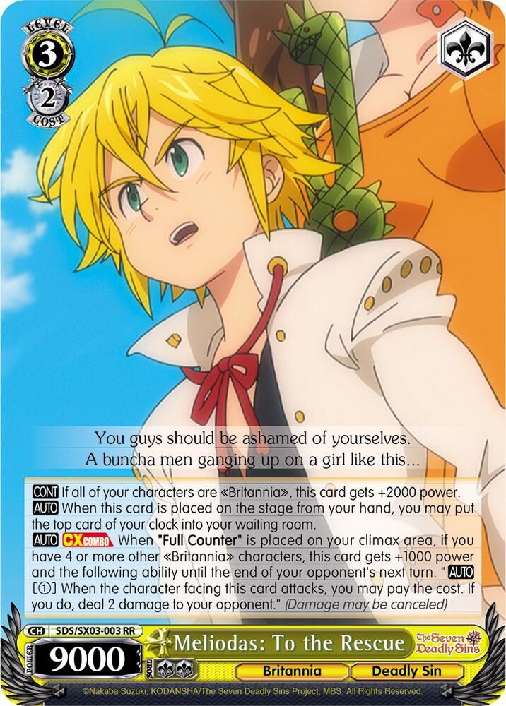 Meliodas To the Rescue SDS/SX03-003 RR The Seven Deadly Sins Card