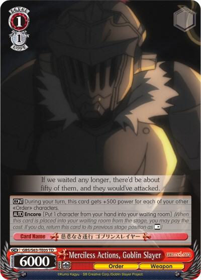 Merciless Actions Goblin Slayer GBS/S63-TE05 TD Goblin Slayer Card