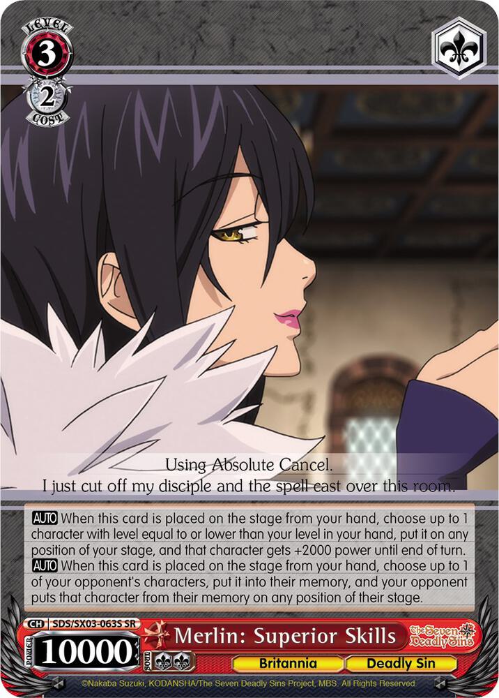Merlin Superior Skills SR SDS/SX03-063S SR The Seven Deadly Sins Card