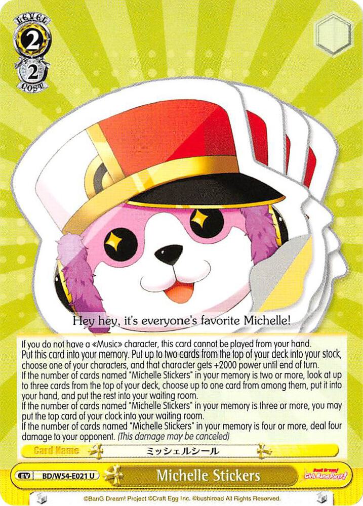 Michelle Stickers BD/W54-E021 U BanG Dream! Girls Band Party! Card
