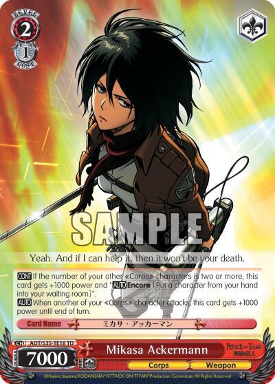 Mikasa Ackermann AOT/S35-TE18 TD Attack on Titan Card