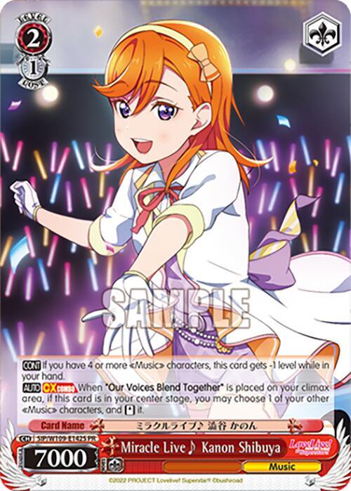 Miracle Live~ Kanon Shibuya PR Foil SIP/W109-E142S PR Love Live! School idol festival 2 MIRACLE LIVE! Card
