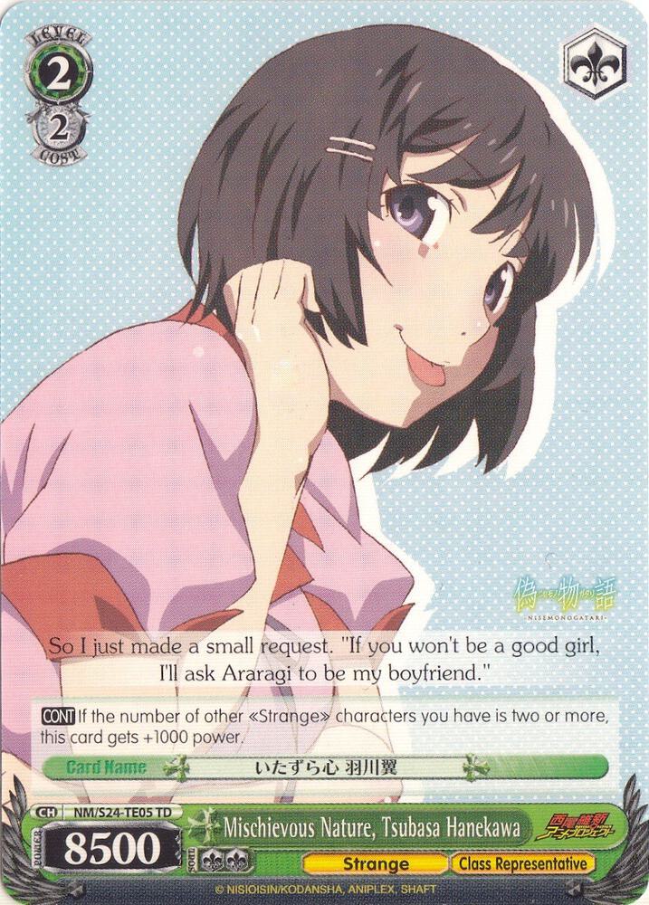 Mischievous Nature Tsubasa Hanekawa TD NM/S24-TE05	TD NISEMONOGATARI Card