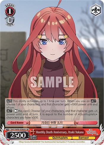Monthly Death Anniversary Itsuki Nakano SR 5HY/W90-E068S SR The Quintessential Quintuplets 2 Card