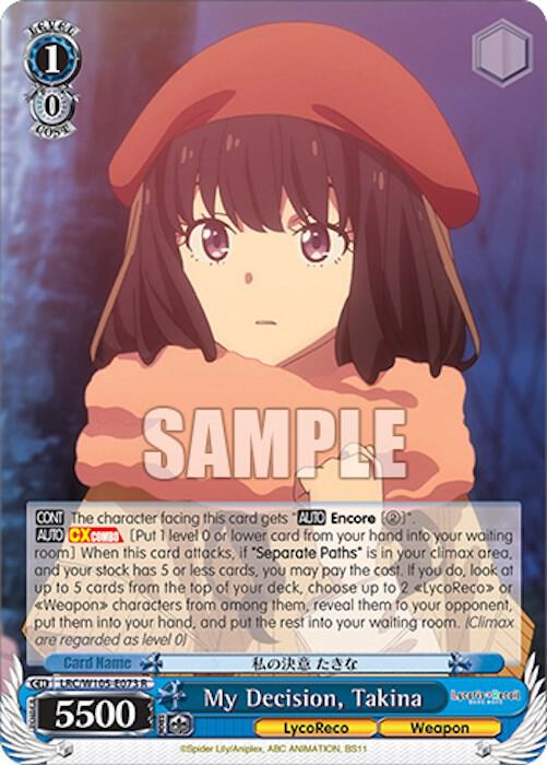 My Decision Takina LRC/W105-E073 R Lycoris Recoil Card