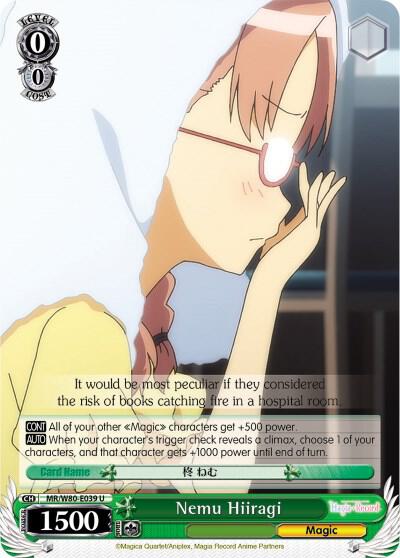 Nemu Hiiragi MR/W80-E039 U Magia Record: Puella Magi Madoka Magica [Side Story] (Anime) Card