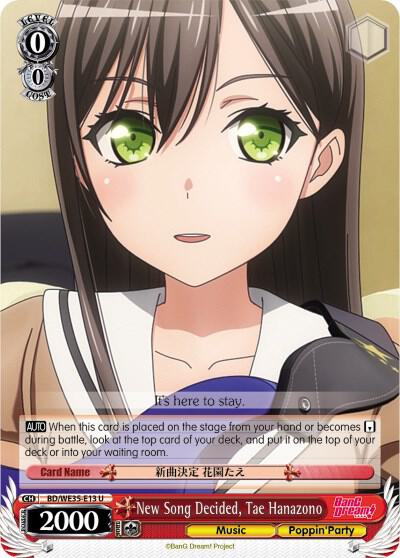 New Song Decided Tae Hanazono Parallel Foil BD/WE35-E13 U Poppin’Party x Roselia Card