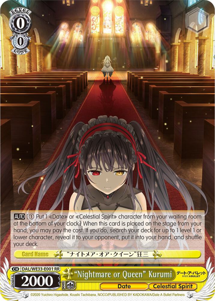 Nightmare or Queen Kurumi Parallel Foil DAL/WE33-E001 RR Date A Bullet Card
