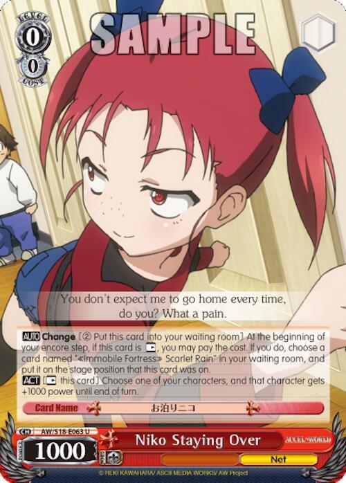 Niko Staying Over AW/S18-E063 U Accel World Card