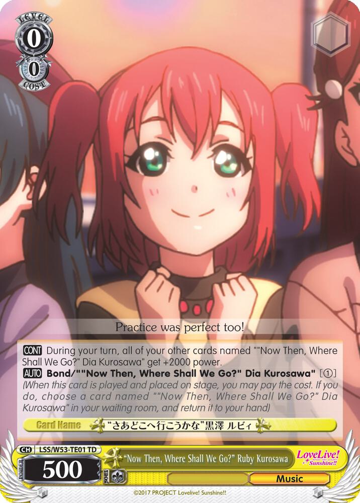 Now Then Where Shall We Go Ruby Kurosawa LSS/W53-TE01 TD Love Live! Sunshine!! Extra Booster Card