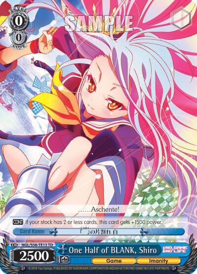One Half of BLANK Shiro NGL/S58-TE13 TD No Game No Life Card