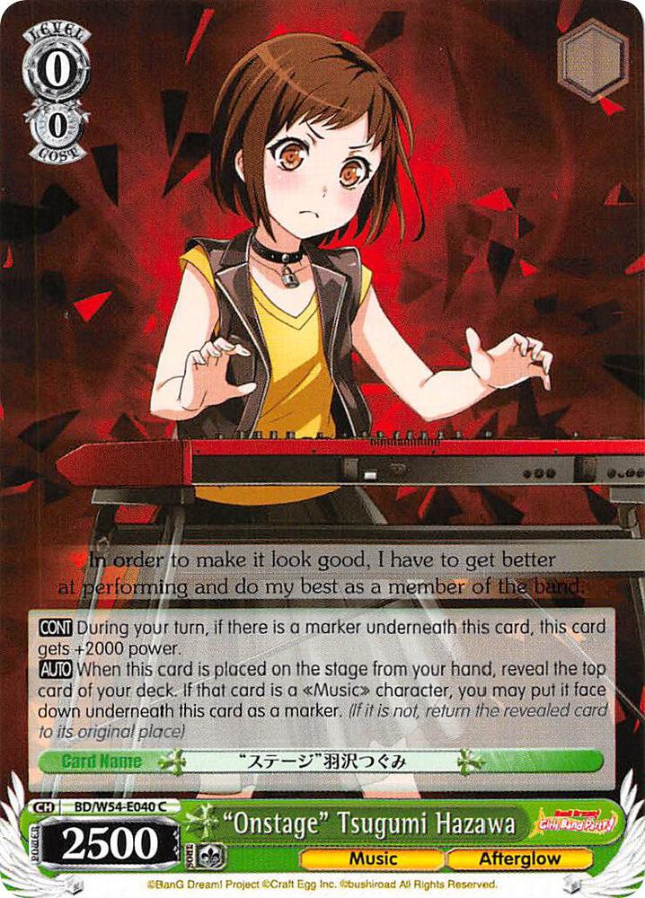 Onstage Tsugumi Hazawa BD/W54-E040 C BanG Dream! Girls Band Party! Card
