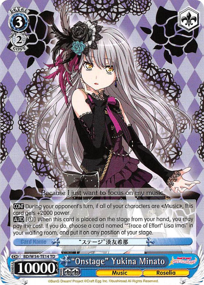 Onstage Yukina Minato BD/W54-TE14 TD BanG Dream! Girls Band Party! Card