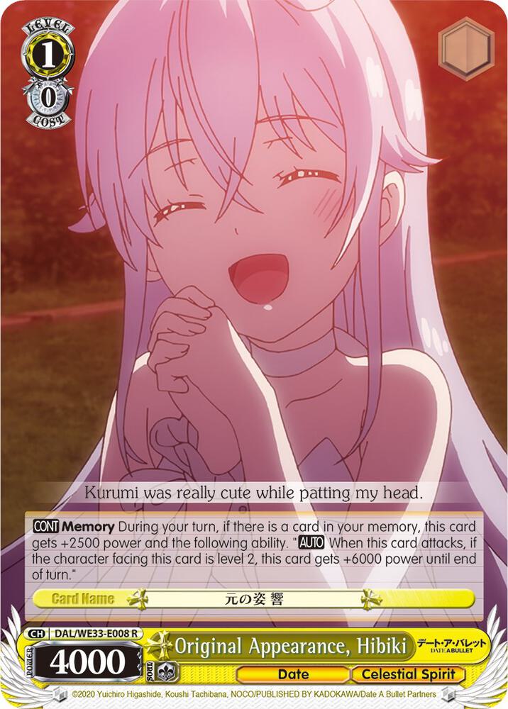 Original Appearance Hibiki Parallel Foil DAL/WE33-E008 R Date A Bullet Card