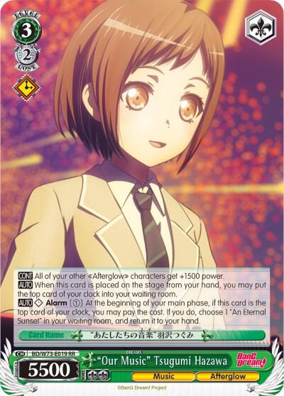 Our Music Tsugumi Hazawa BD/W73-E019 RR BanG Dream! Vol.2 Card