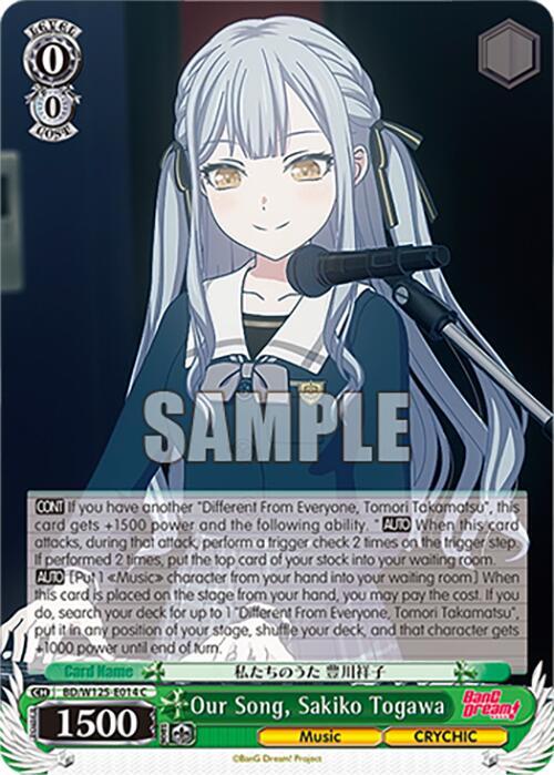 Our Song Sakiko Togawa BD/W125-E014 C MyGO!!!!! x Ave Mujica Card