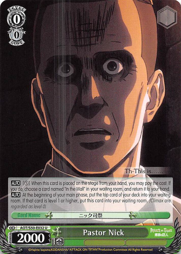 Pastor Nick AOT/S50-E032 U Attack on Titan Vol. 2 Card