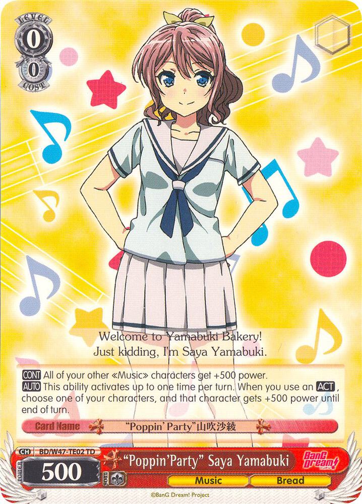PoppinParty Saya Yamabuki BD/W47-TE02 TD BanG Dream! Card
