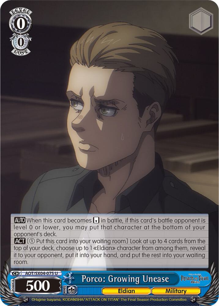 Porco Growing Unease AOT/SX04-075 U Attack On Titan: Final Season Card