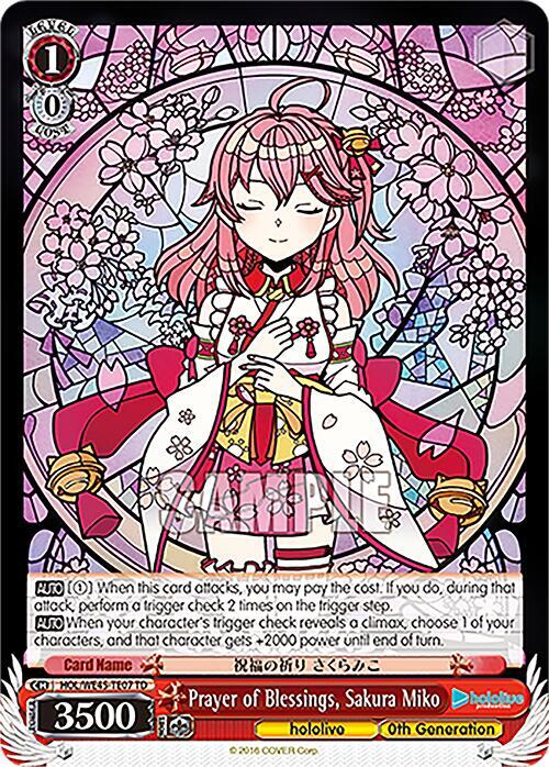 Prayer of Blessings Sakura Miko HOL/WE45-TE07 TD hololive production feat. Weiss Schwarz Ambassadors Premium Set Card