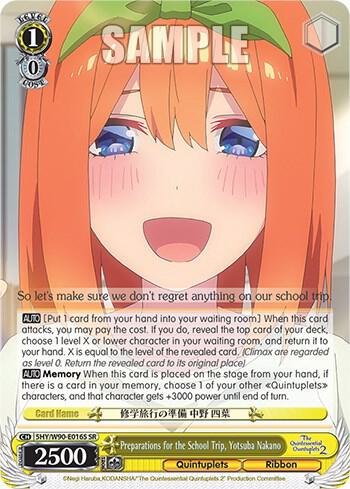 Preparations for the School Trip Yotsuba Nakano SR 5HY/W90-E016S SR The Quintessential Quintuplets 2 Card