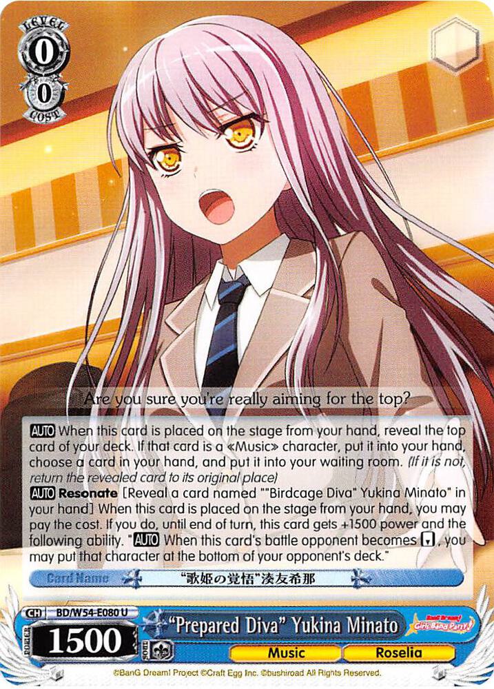 Prepared Diva Yukina Minato BD/W54-E080 U BanG Dream! Girls Band Party! Card