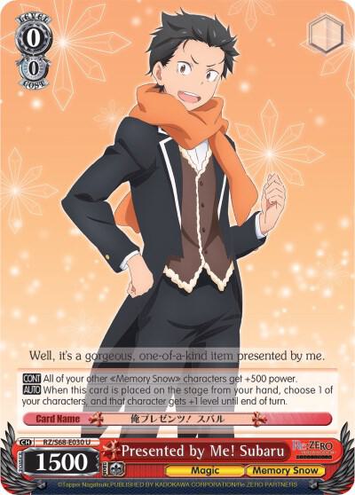 Presented by Me Subaru RZ/S68-E030 U Re:ZERO Memory Snow Card
