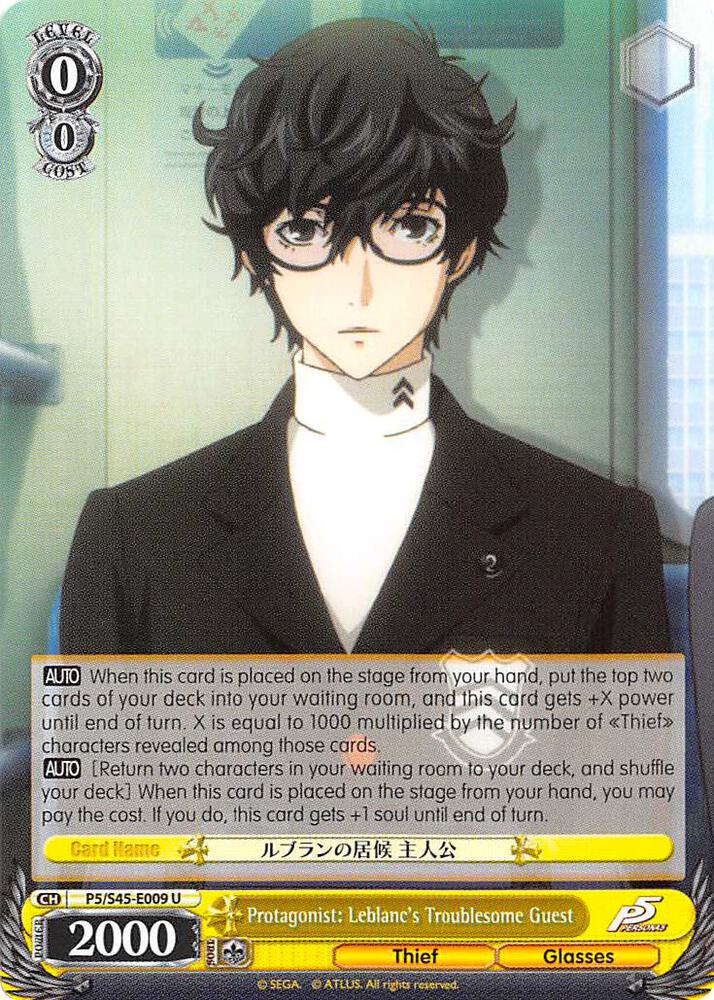 Protagonist Leblancs Troublesome Guest P5/S45-E009 U Persona 5 Card